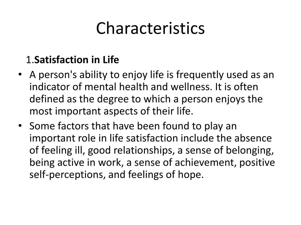 characteristics