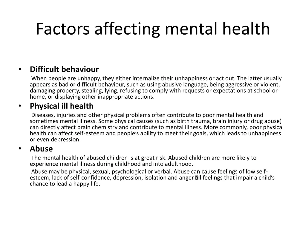 factors affecting mental health 1