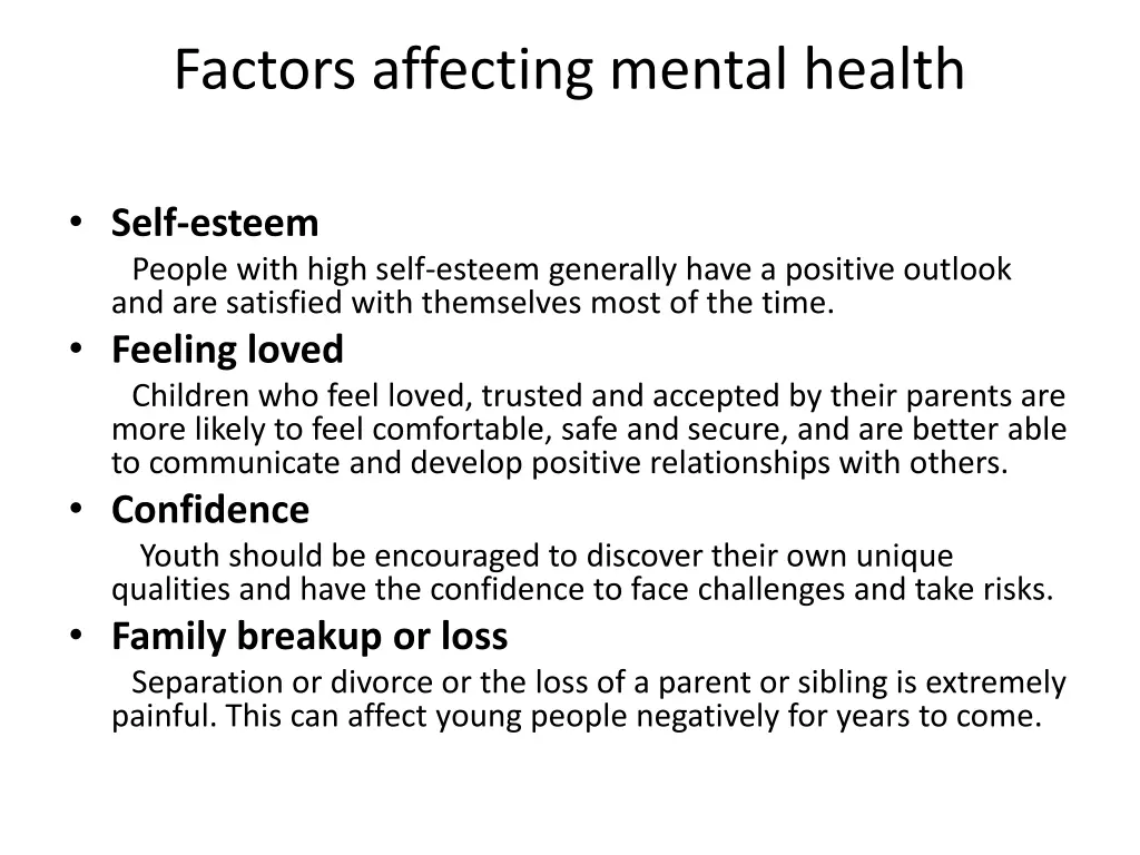 factors affecting mental health