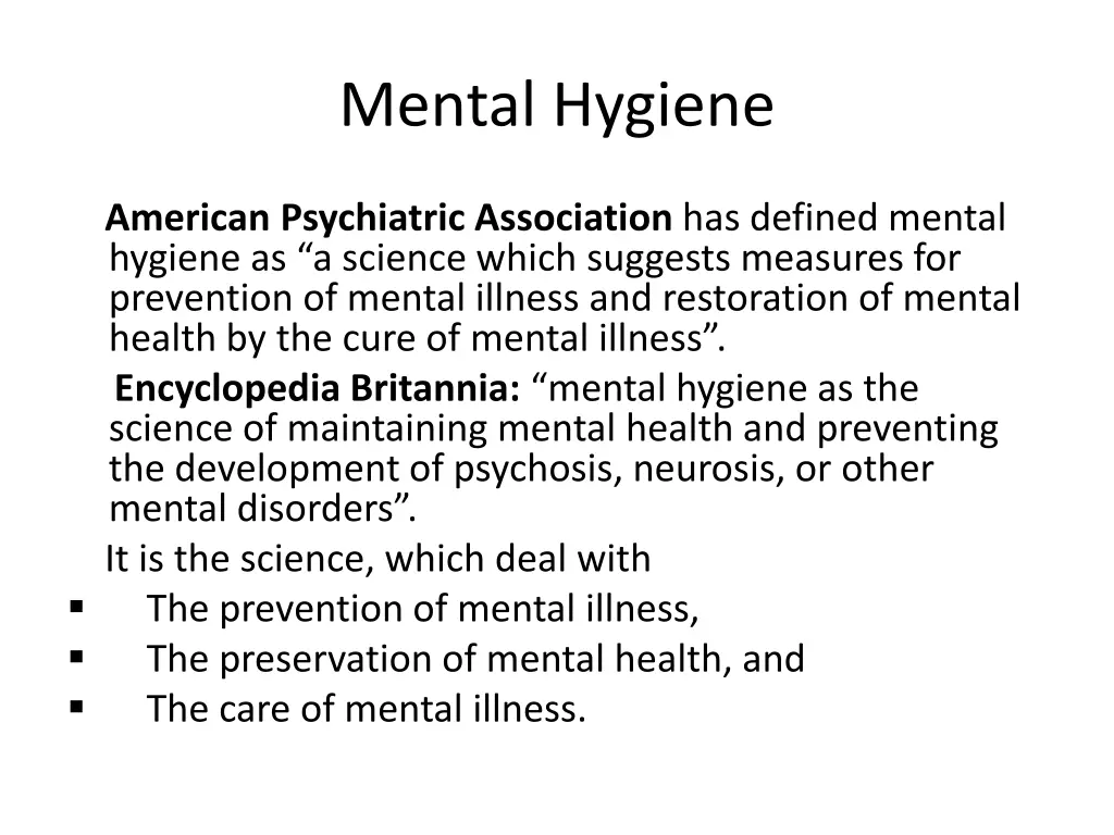 mental hygiene