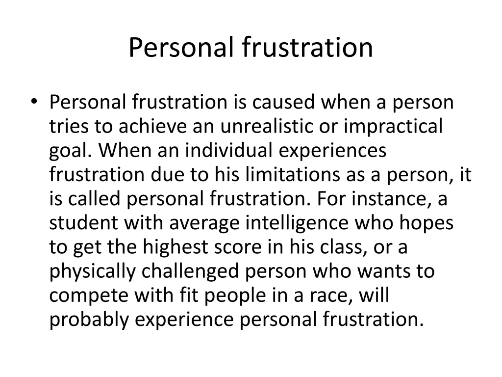 personal frustration