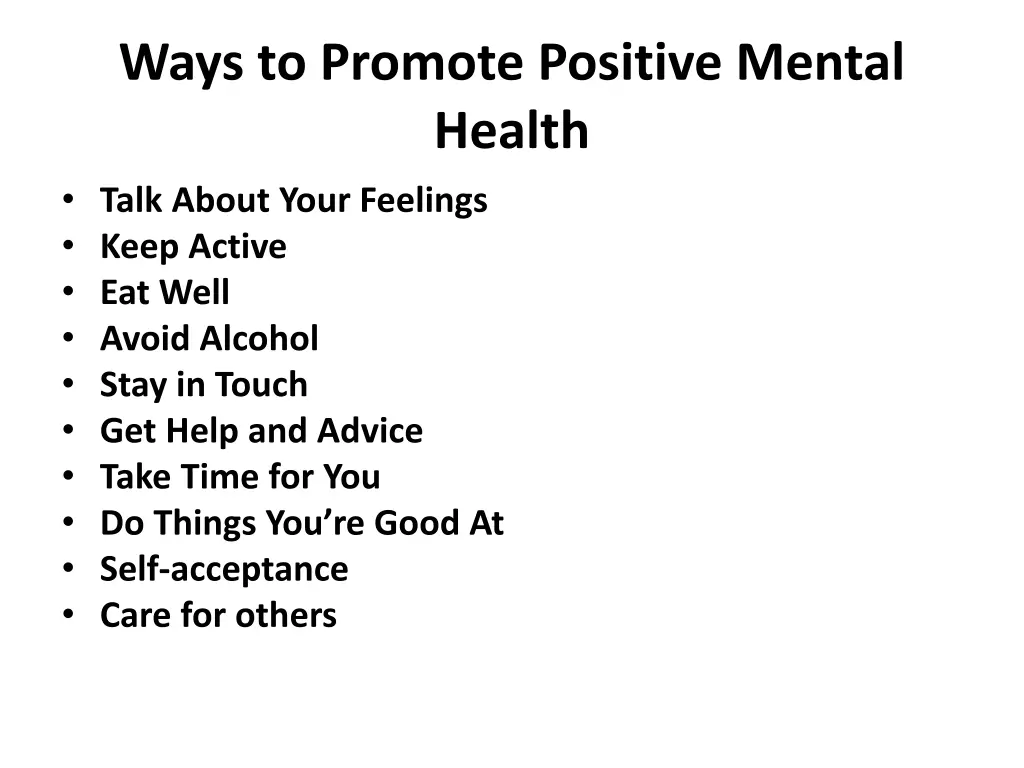 ways to promote positive mental health talk about