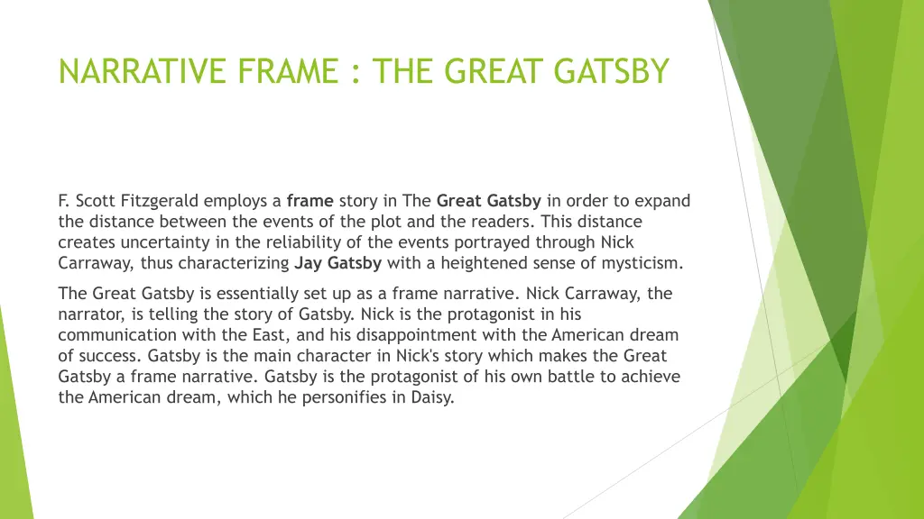 narrative frame the great gatsby