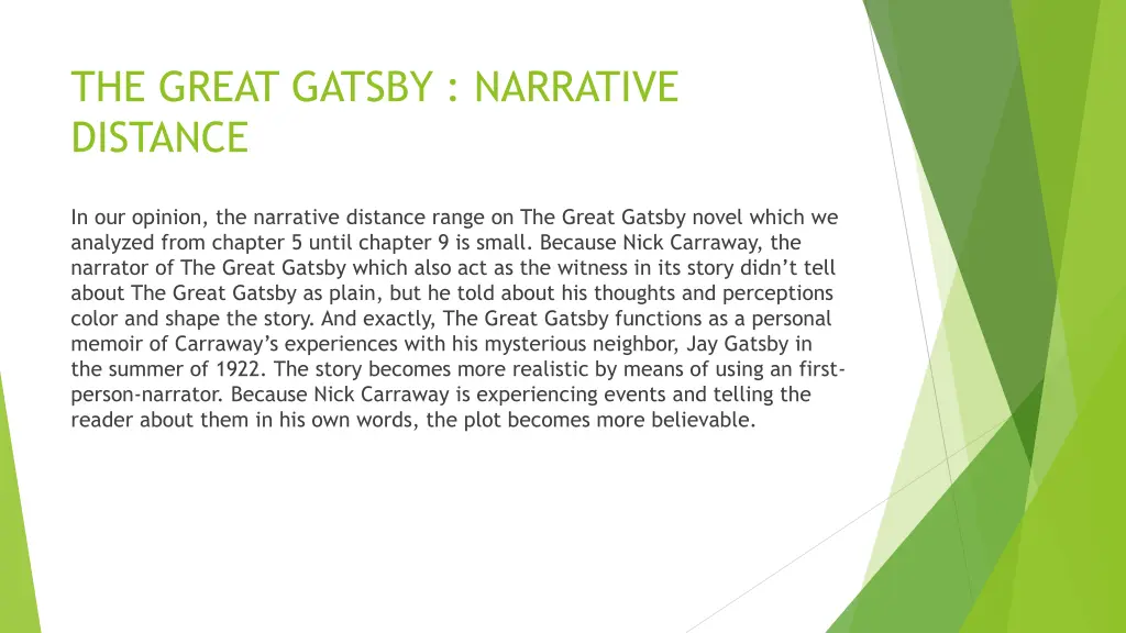 the great gatsby narrative distance