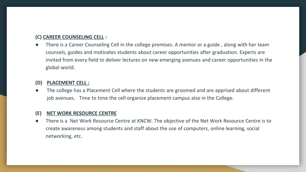 c career counseling cell there is a career