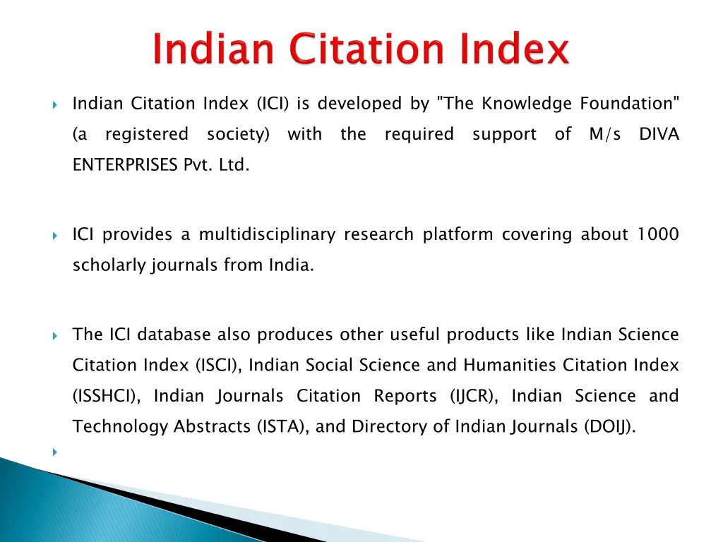 indian citation index ici is developed