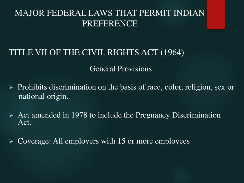 major federal laws that permit indian preference