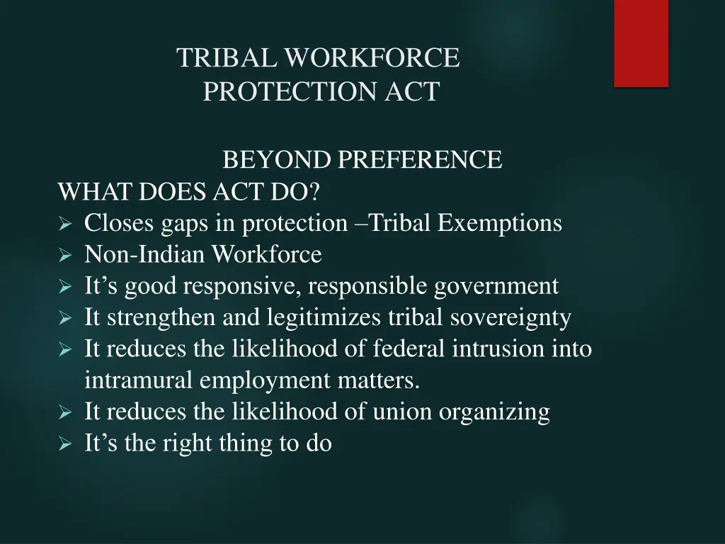 tribal workforce protection act