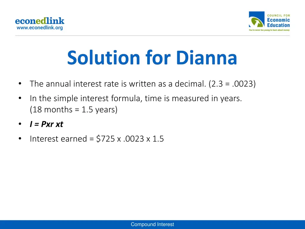 the annual interest rate is written as a decimal