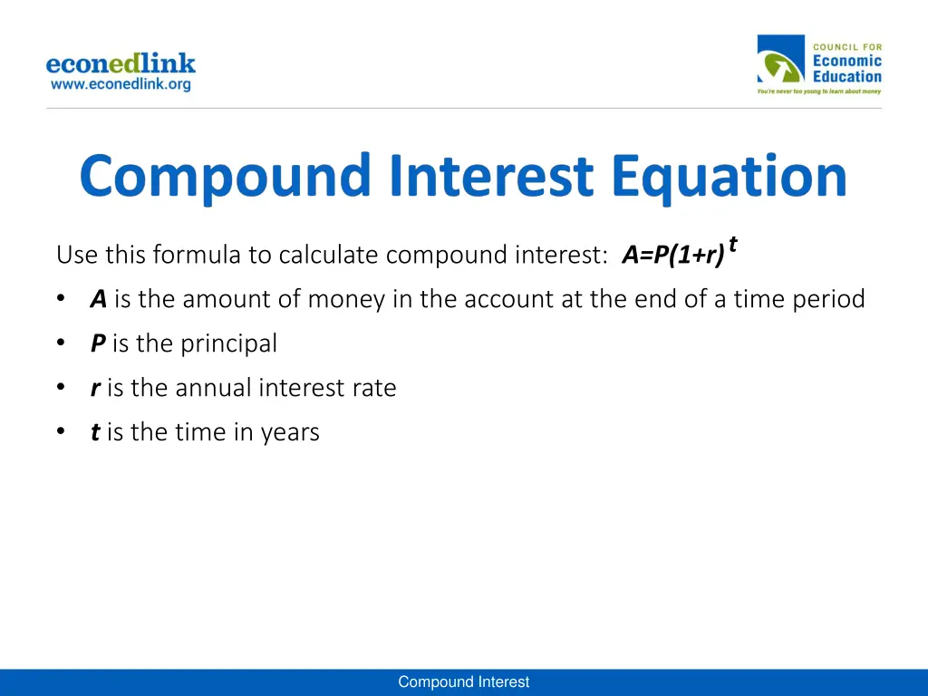 use this formula to calculate compound interest