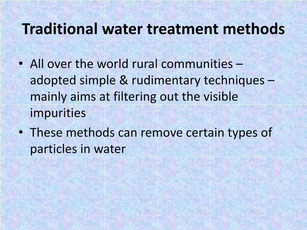 traditional water treatment methods