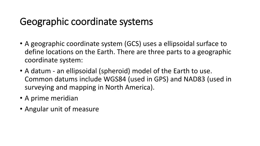 geographic coordinate systems geographic