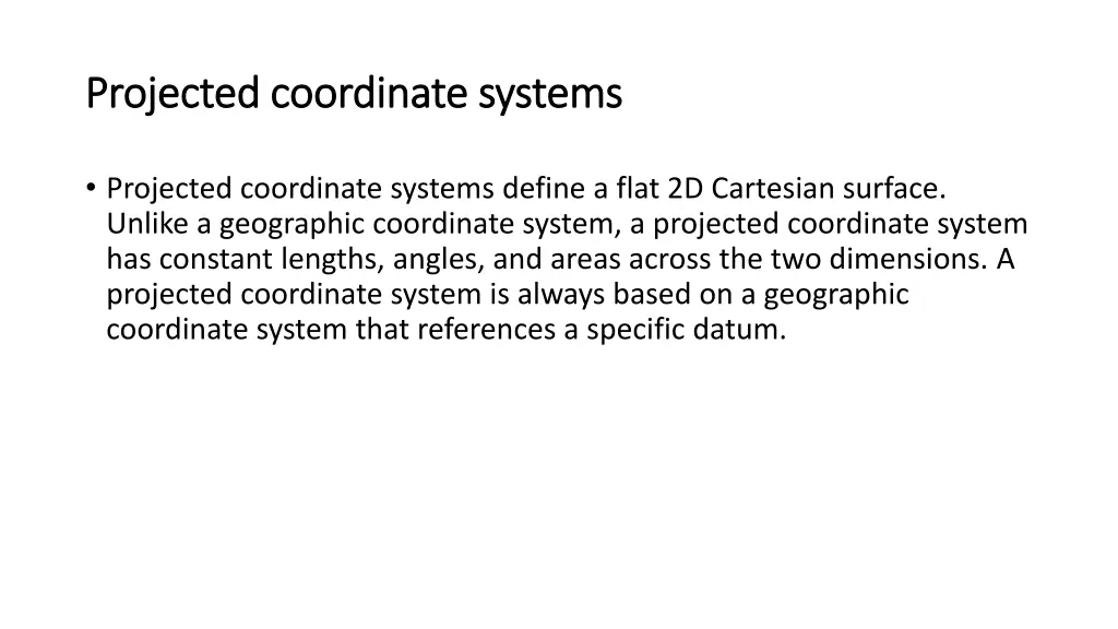 projected coordinate systems projected coordinate