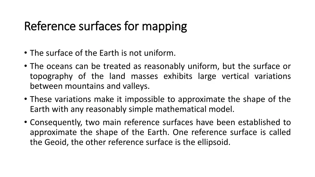 reference surfaces for mapping reference surfaces