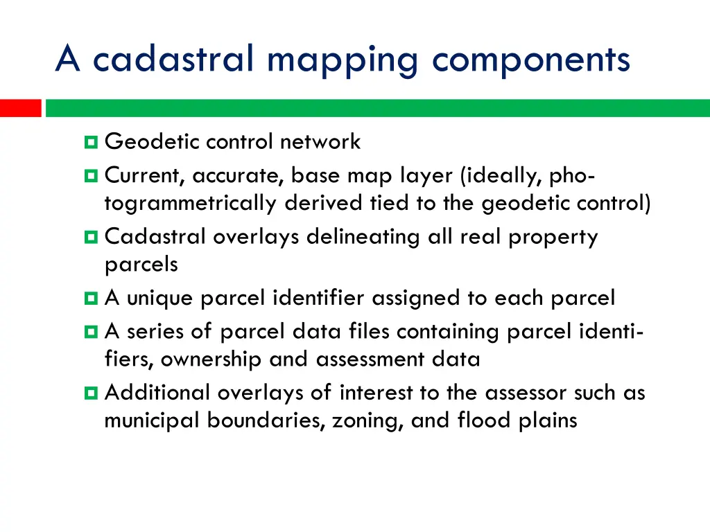 a cadastral mapping components