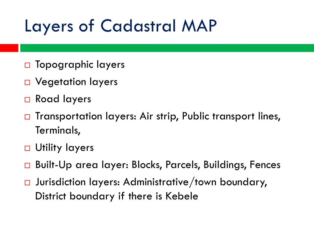 layers of cadastral map