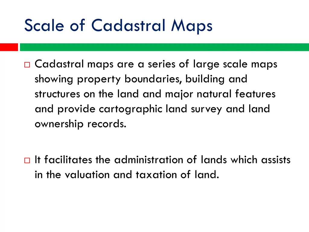 scale of cadastral maps