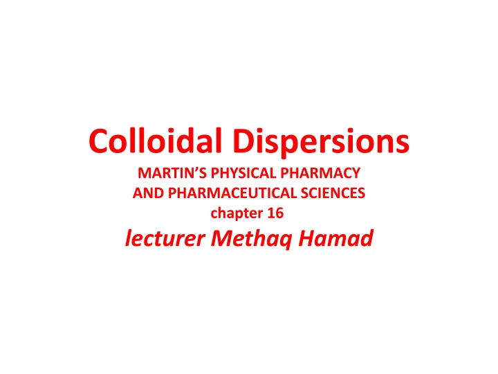 colloidal dispersions martin s physical pharmacy