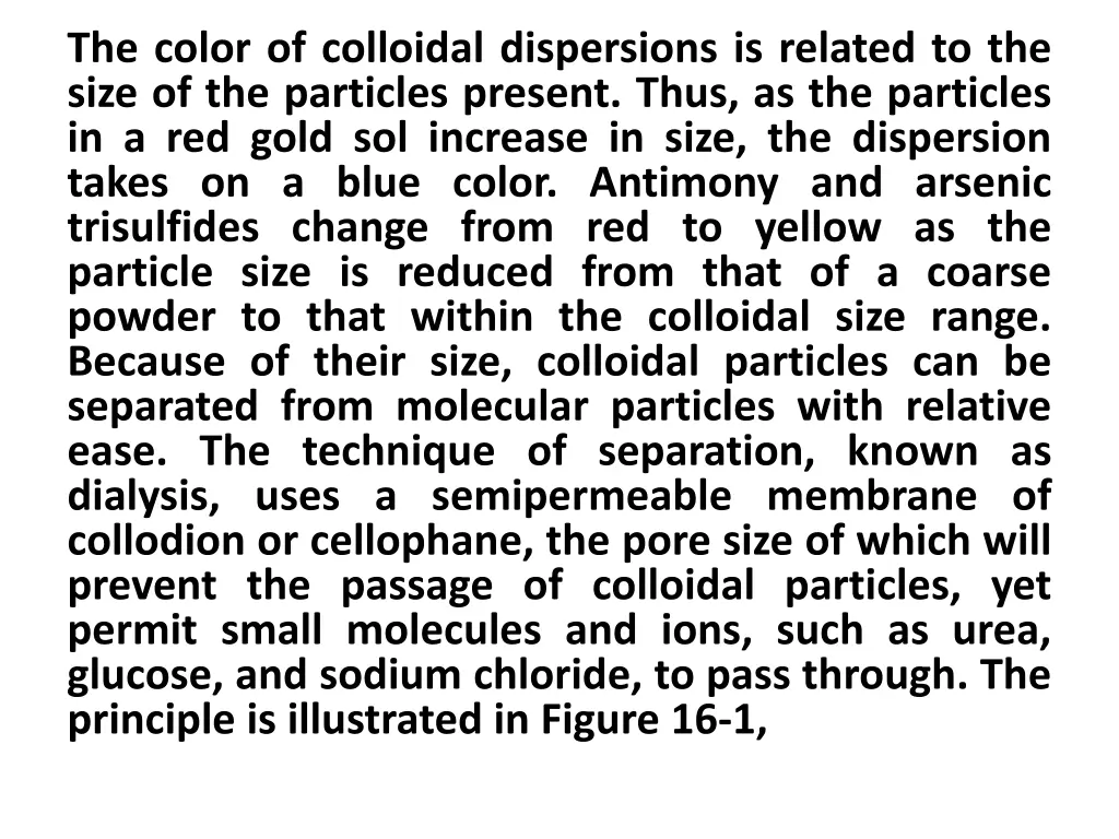 the color of colloidal dispersions is related