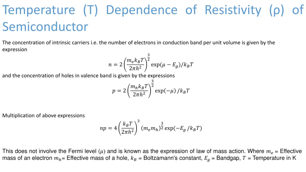 temperature t dependence of resistivity