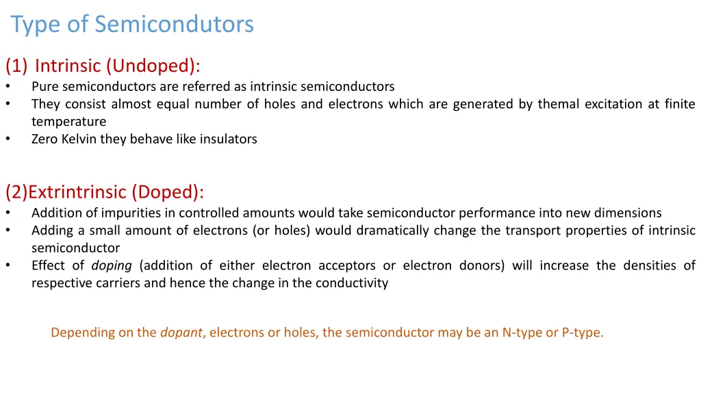 type of semicondutors