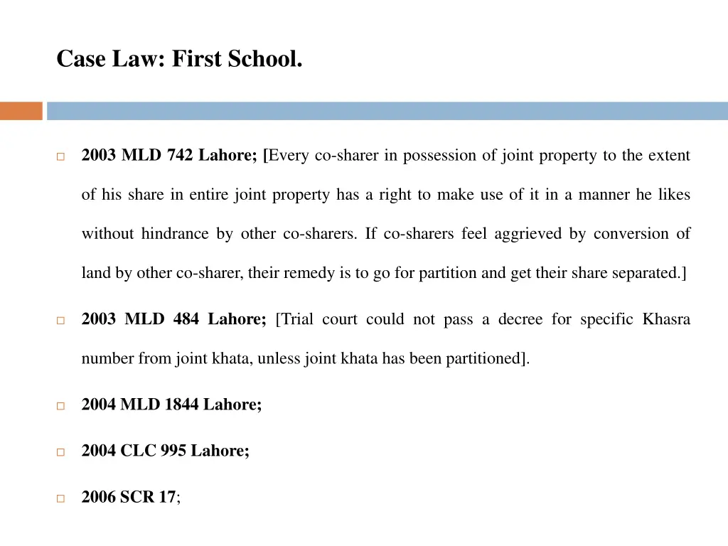 case law first school 1