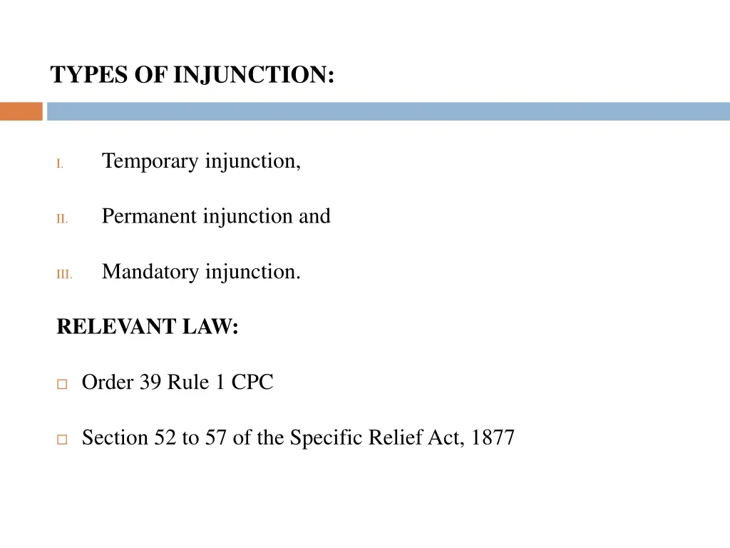 types of injunction