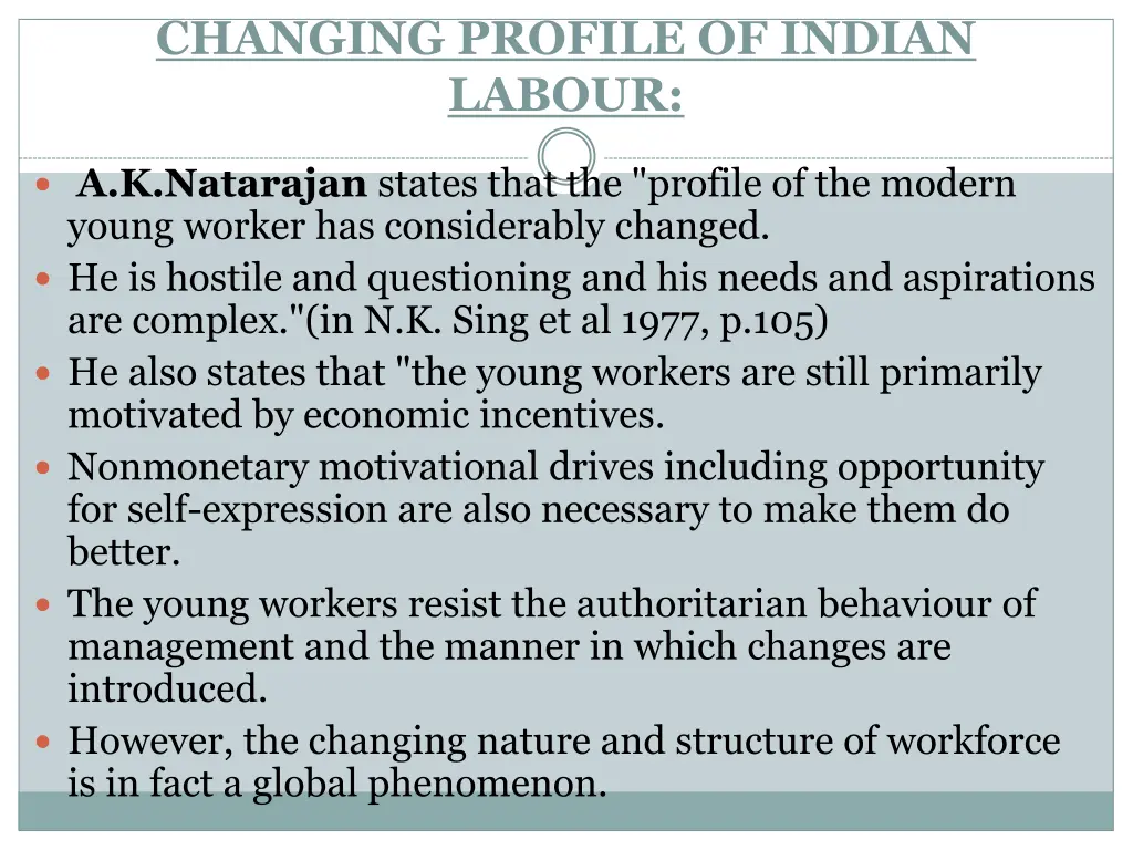 changing profile of indian labour