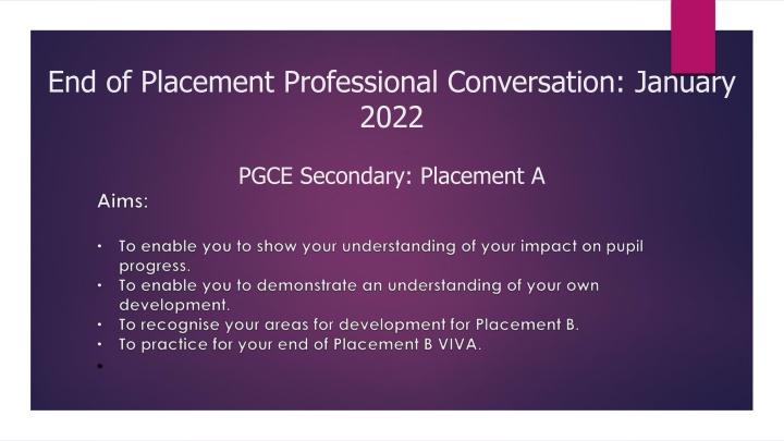 end of placement professional conversation