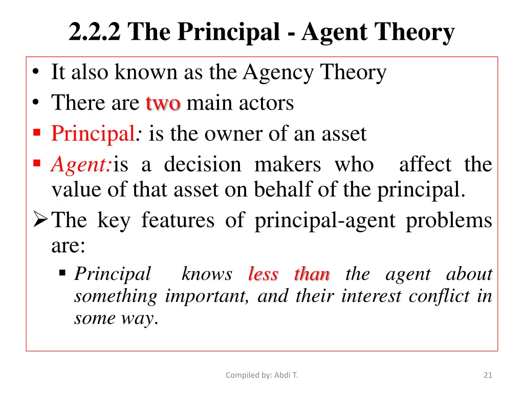 2 2 2 the principal agent theory