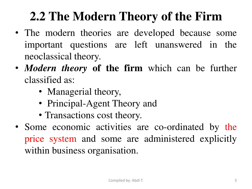 2 2 the modern theory of the firm the modern