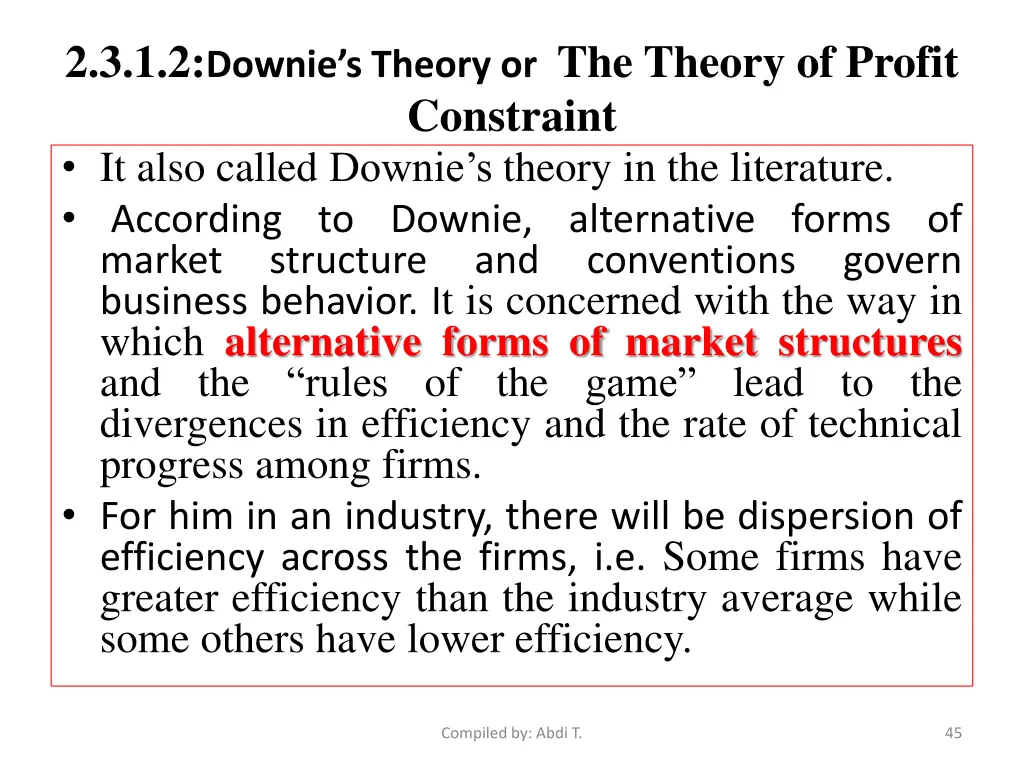 2 3 1 2 downie s theory or the theory of profit