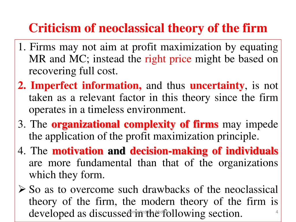 criticism of neoclassical theory of the firm