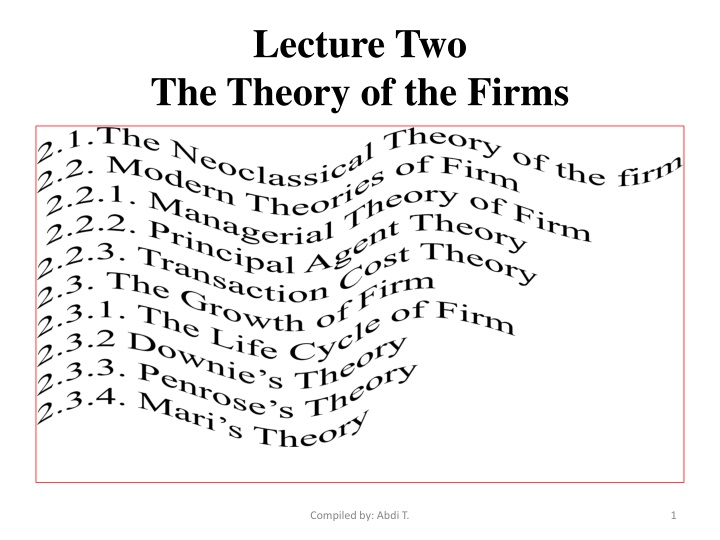 lecture two the theory of the firms