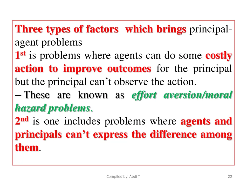 three types of factors which brings principal