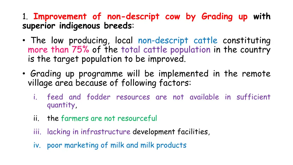 1 improvement of non descript cow by grading