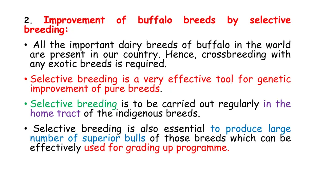 2 improvement of buffalo breeds by selective