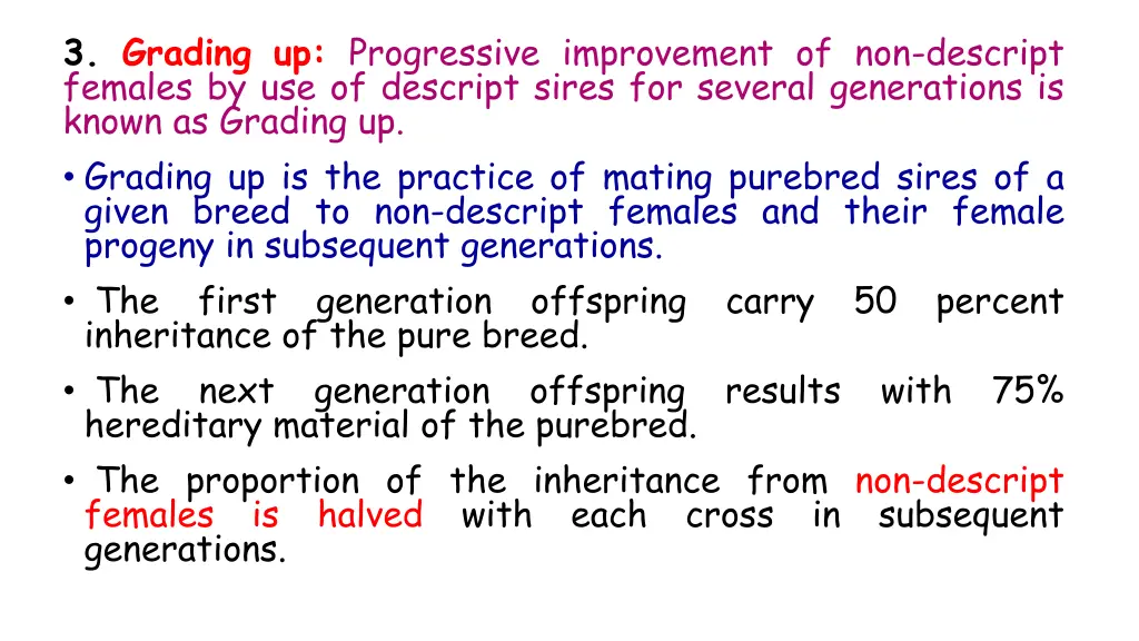 3 grading up progressive improvement