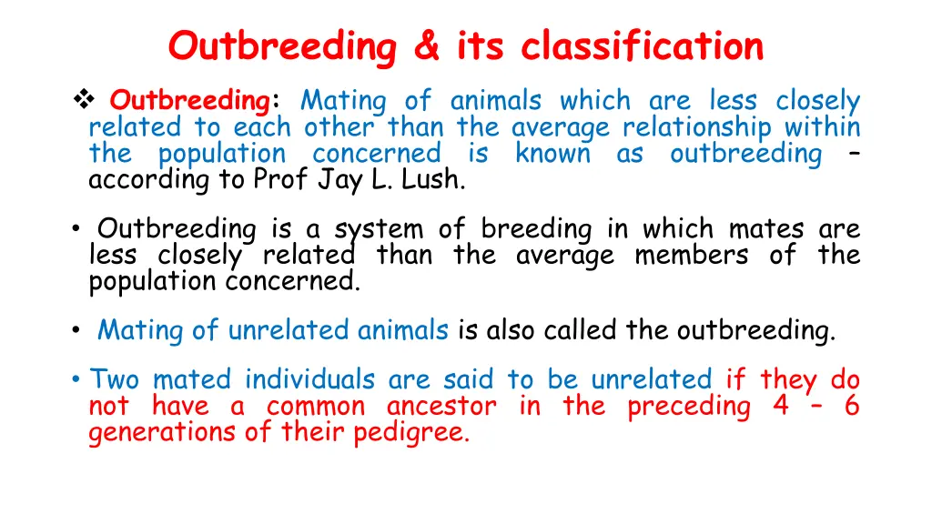 outbreeding its classification outbreeding mating