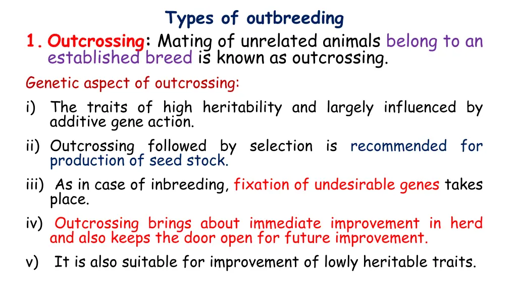 types of outbreeding