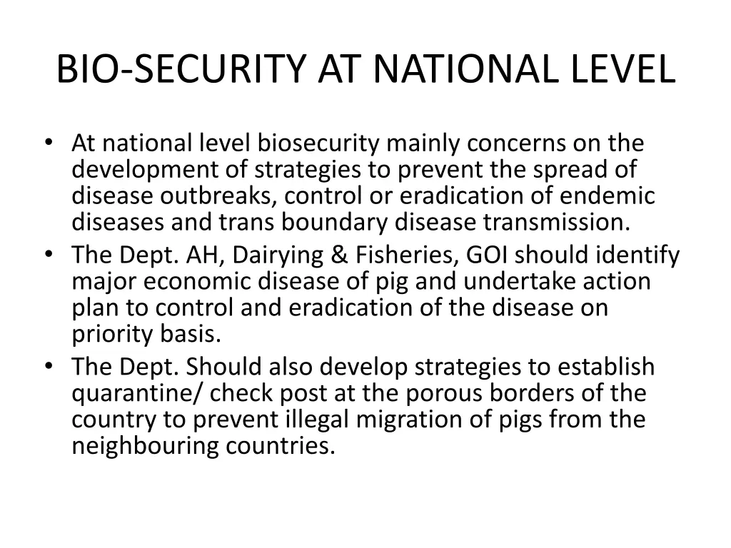 bio security at national level