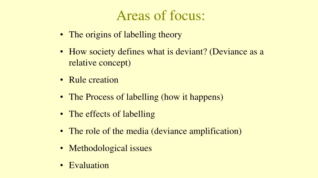 areas of focus