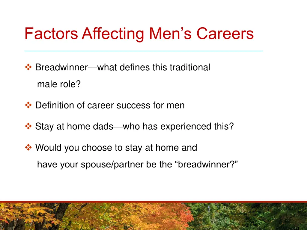 factors affecting men s careers