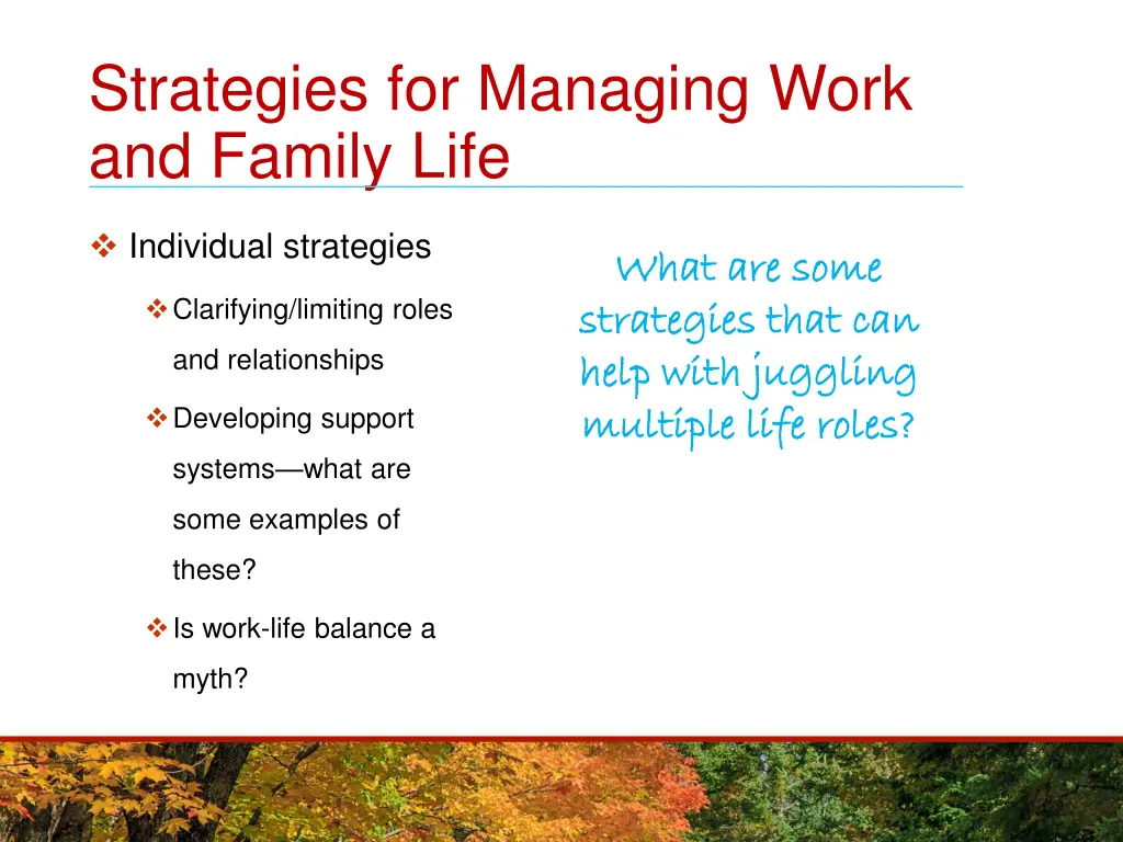 strategies for managing work and family life