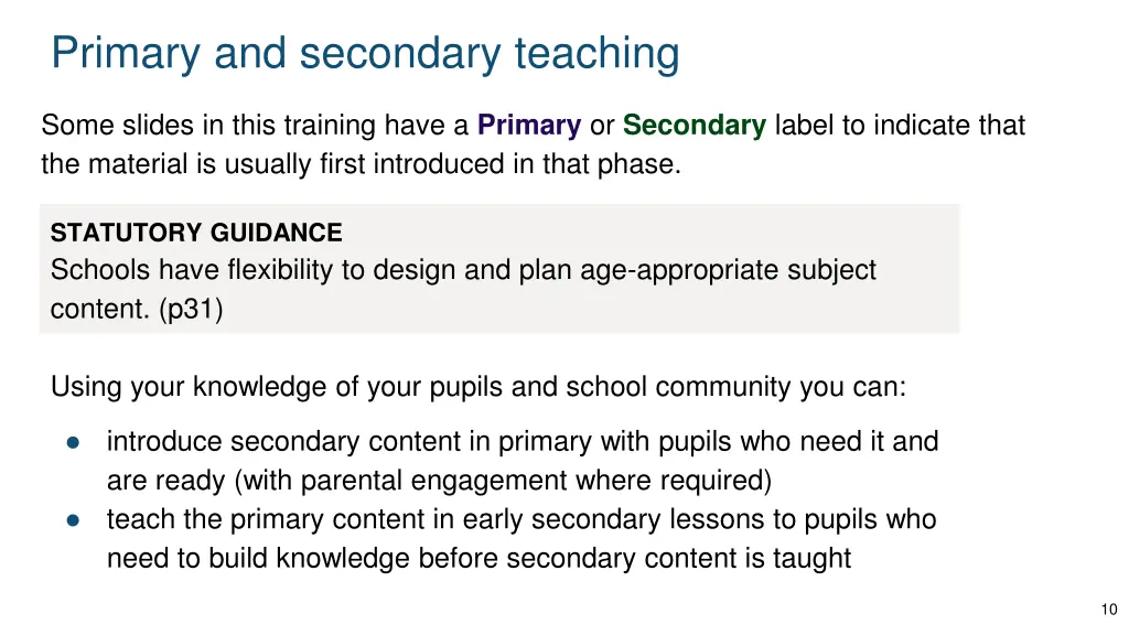 primary and secondary teaching