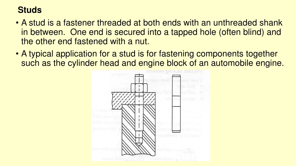 studs a stud is a fastener threaded at both ends