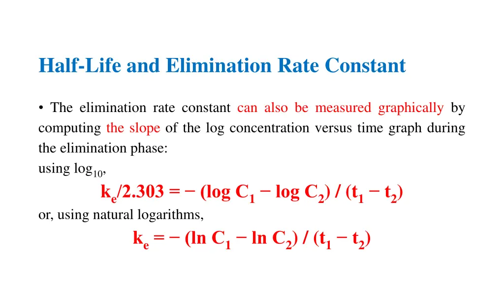 half life and elimination rate constant 1