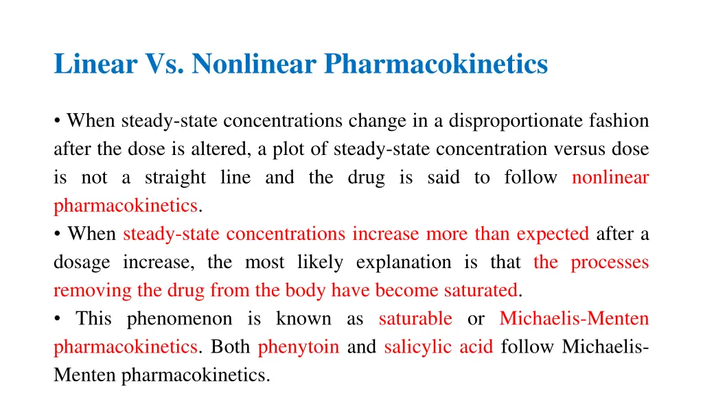 linear vs nonlinear pharmacokinetics 4