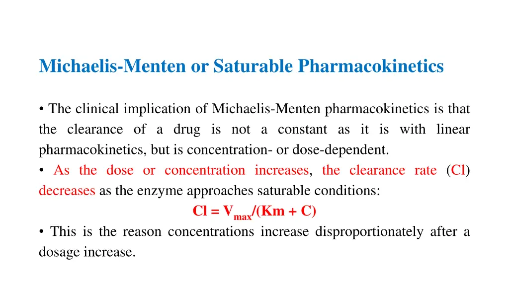 michaelis menten or saturable pharmacokinetics 2