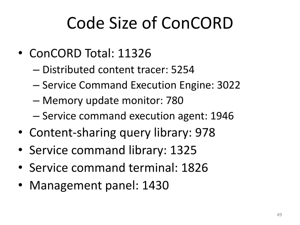 code size of concord